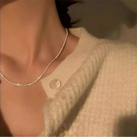 New Silver Gypsophila Flash Chain Necklace Clavicle - Picture 3 of 5